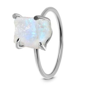 Raw Cut Crystal-Moonstone Ring